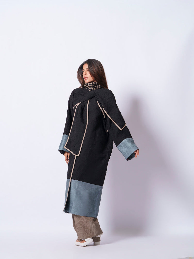 Stone Overlay-Black + Teal mysore silk jackets and overlays by Stoique in black, teal for women Worldwide