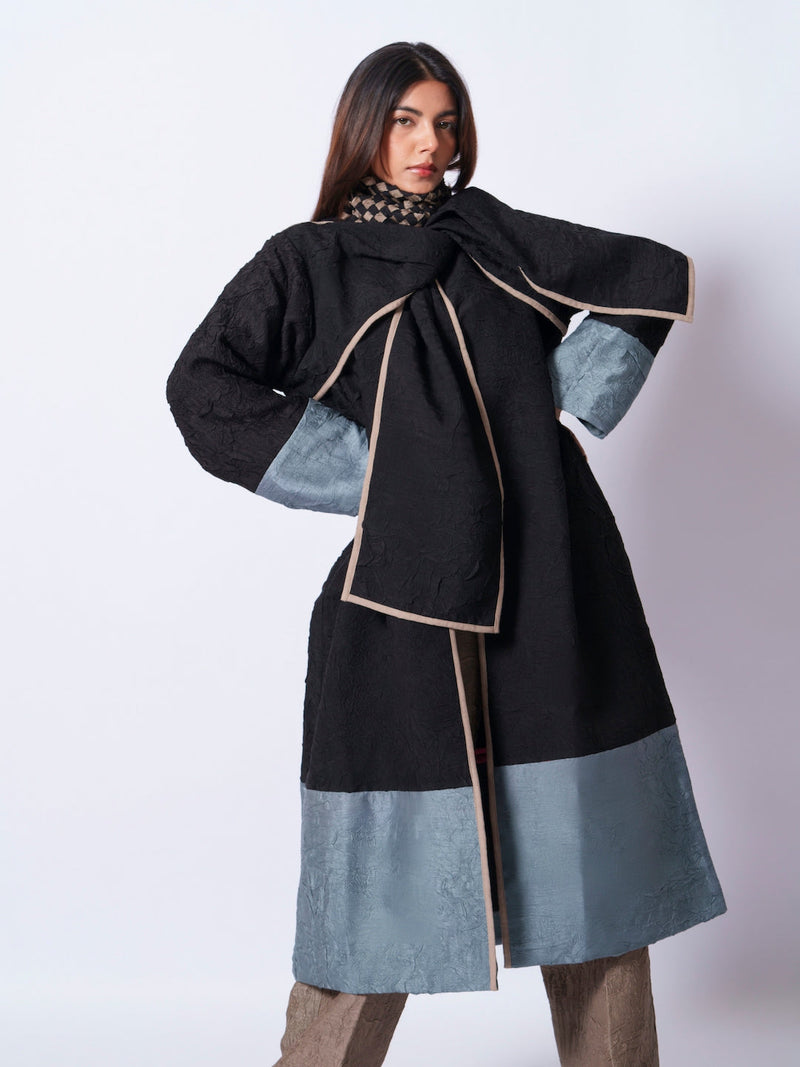 Stone Overlay-Black + Teal mysore silk jackets and overlays by Stoique in black, teal for women Worldwide