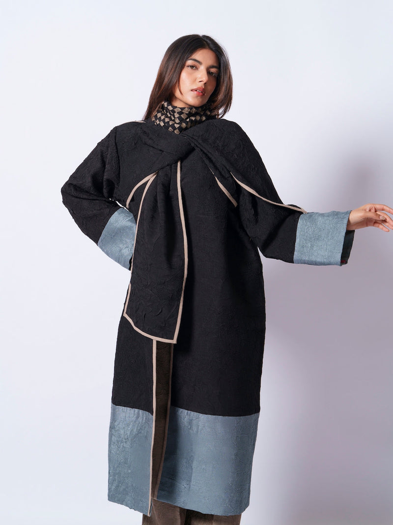 Stone Overlay-Black + Teal mysore silk jackets and overlays by Stoique in black, teal for women Worldwide