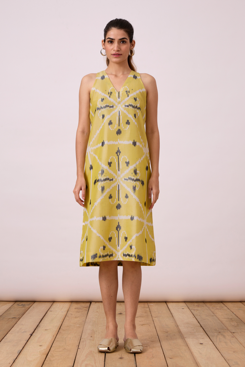 Strand - Yellow Ikat silk Dress by The Summer House for women Worldwide