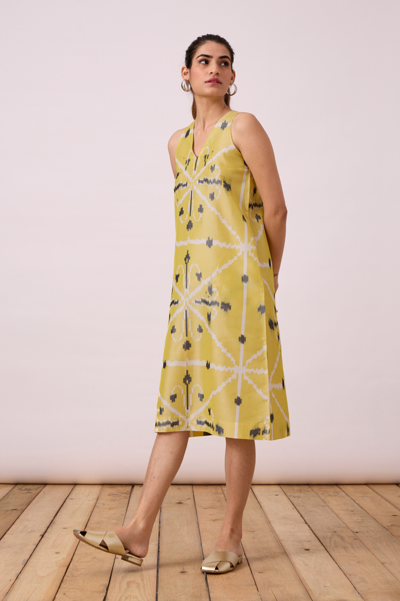 Strand - Yellow Ikat silk Dress by The Summer House for women Worldwide