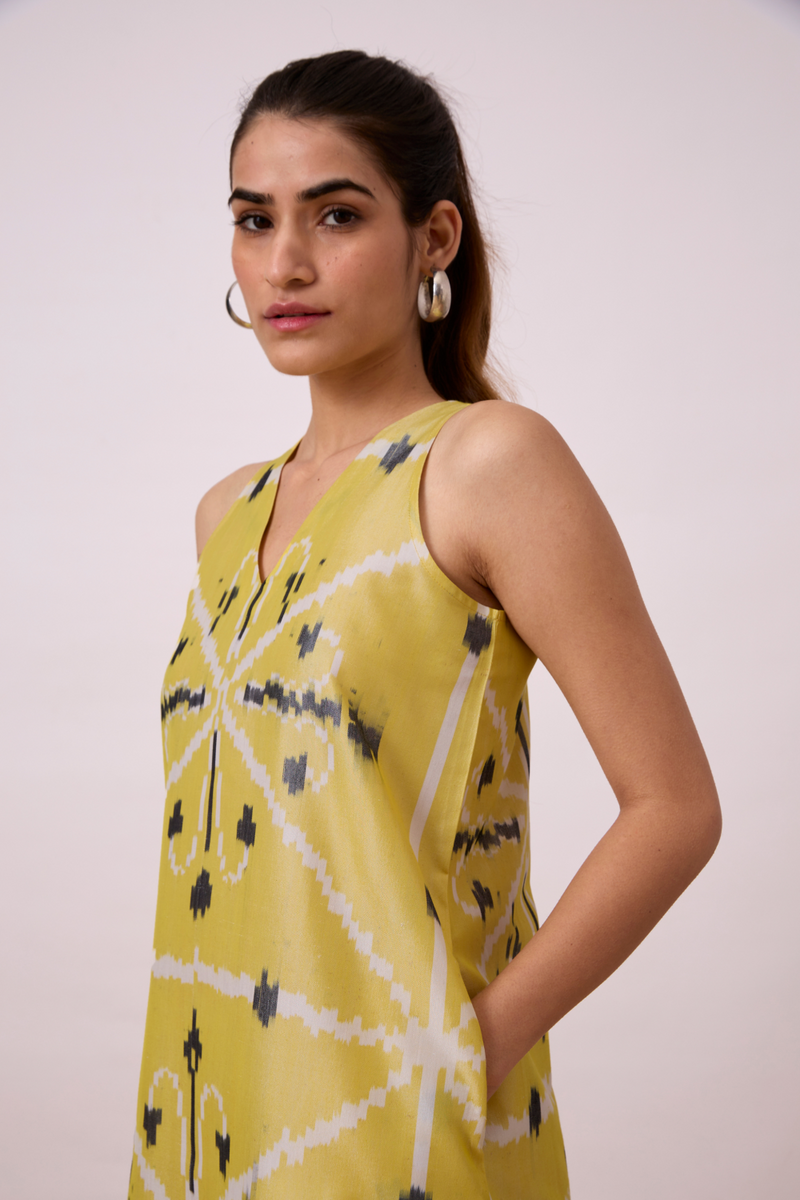 Strand - Yellow Ikat silk Dress by The Summer House for women Worldwide