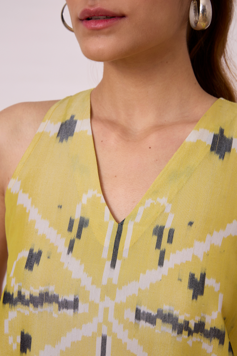 Strand - Yellow Ikat silk Dress by The Summer House for women Worldwide