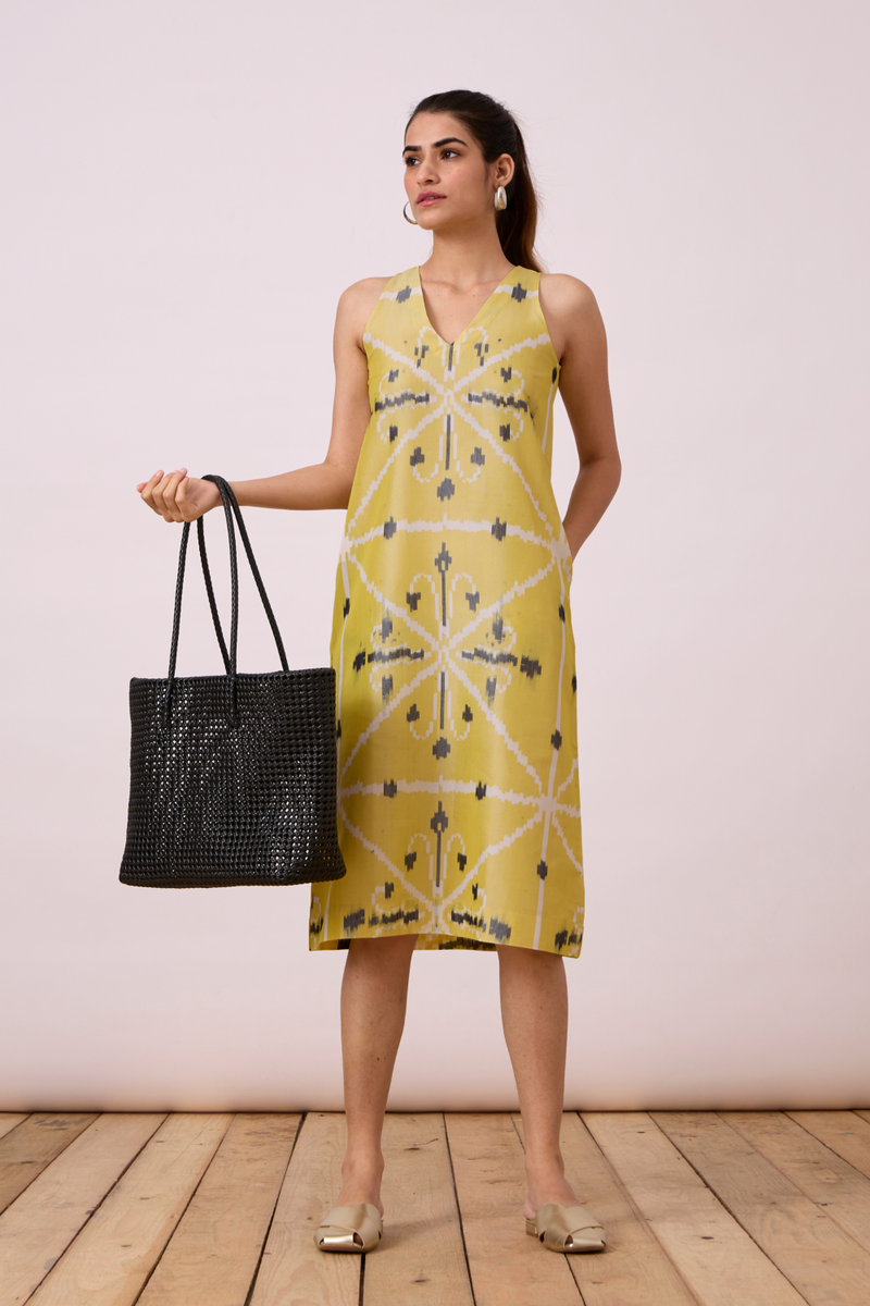 Strand - Yellow Ikat silk Dress by The Summer House for women Worldwide