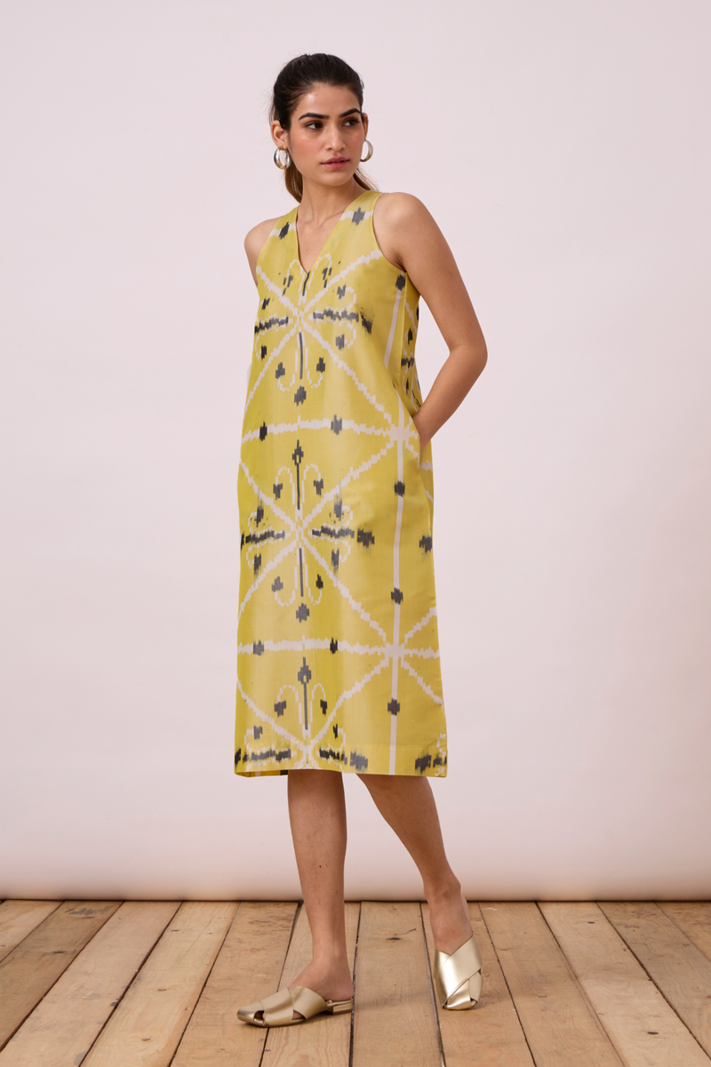 Strand - Yellow Ikat silk Dress by The Summer House for women Worldwide
