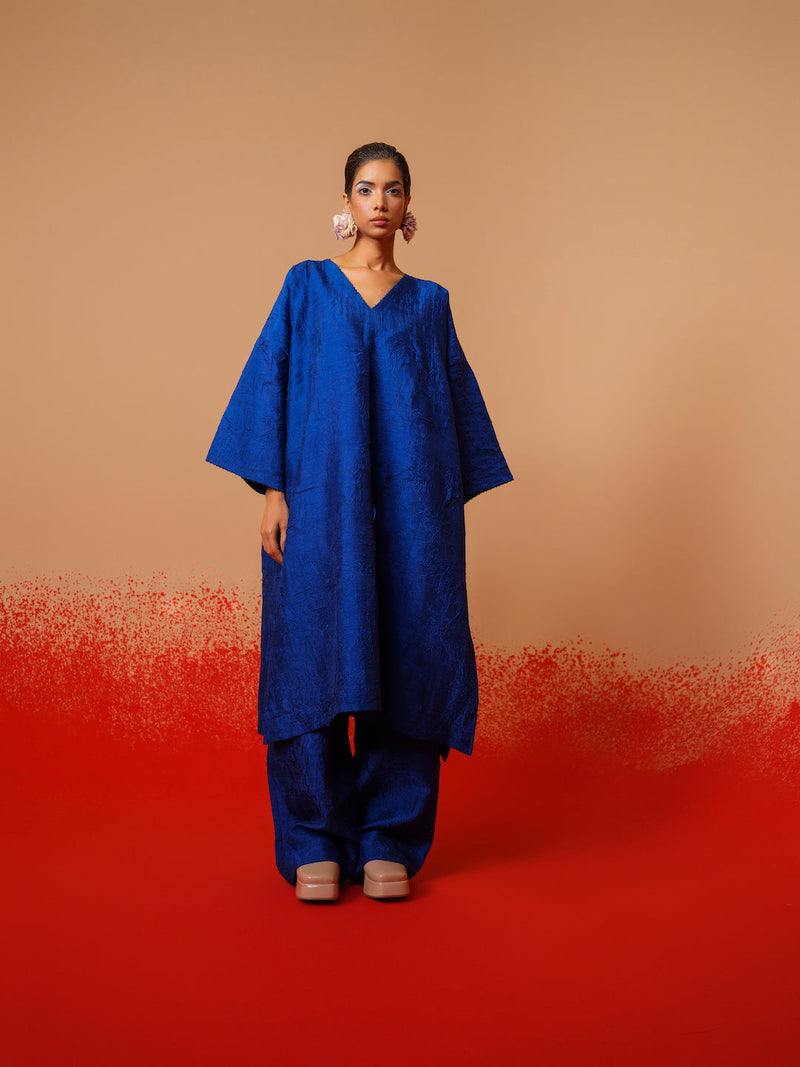 Stream Tunic-Electric Blue mysore silk kaftans and tunics by Stoique in electric blue for women Worldwide