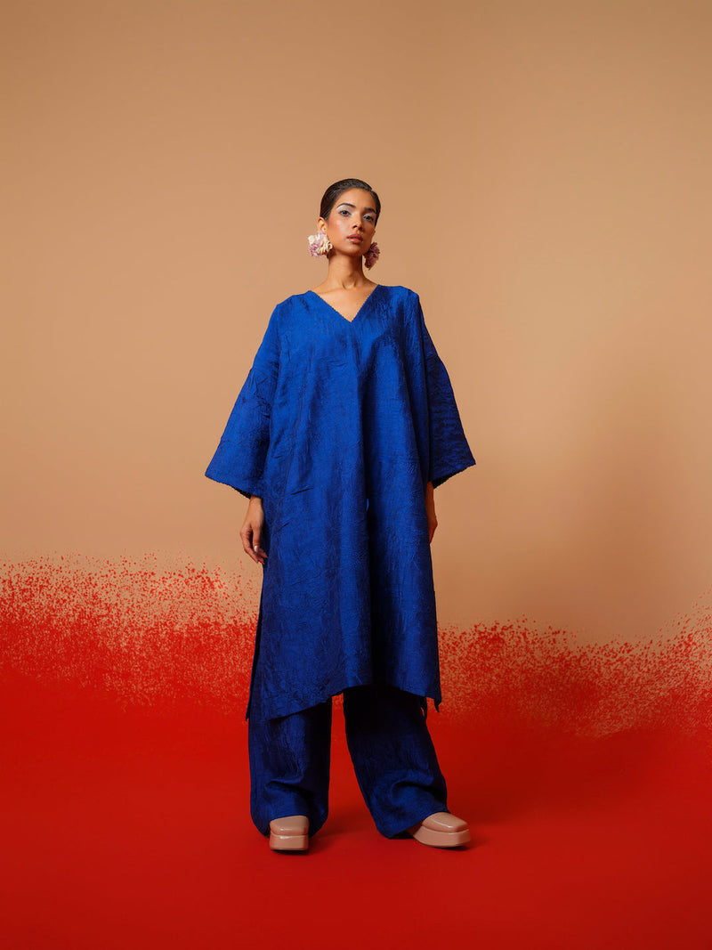 Stream Tunic-Electric Blue mysore silk kaftans and tunics by Stoique in electric blue for women Worldwide