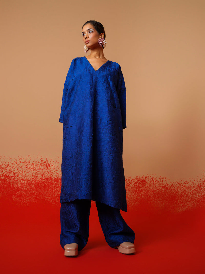 Stream Tunic-Electric Blue mysore silk kaftans and tunics by Stoique in electric blue for women Worldwide