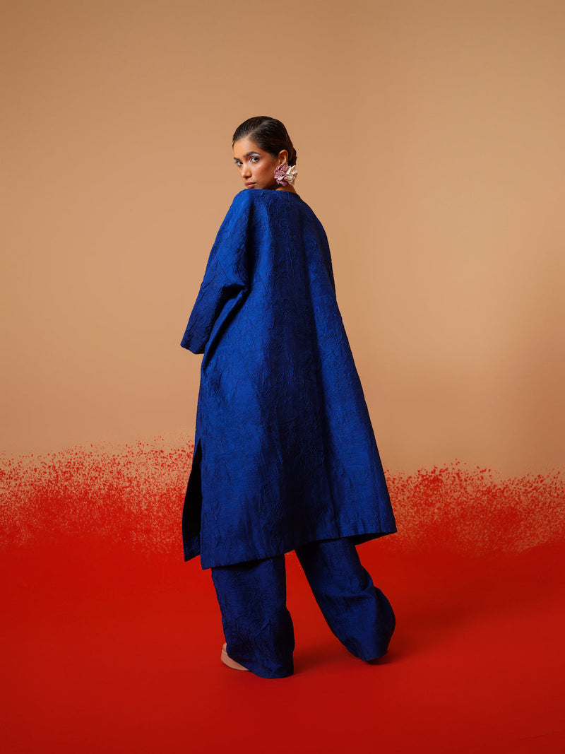 Stream Tunic-Electric Blue mysore silk kaftans and tunics by Stoique in electric blue for women Worldwide