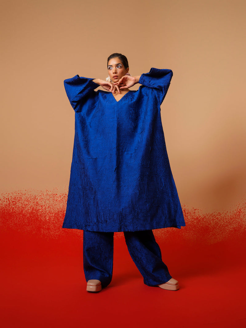 Stream Tunic-Electric Blue mysore silk kaftans and tunics by Stoique in electric blue for women Worldwide