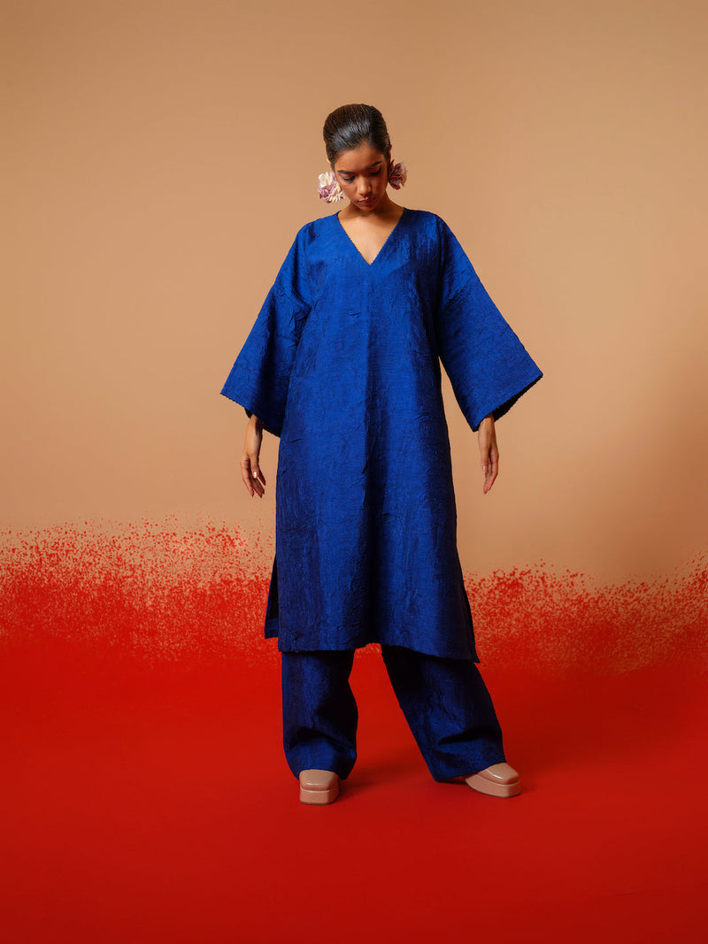 Stream Tunic-Electric Blue mysore silk kaftans and tunics by Stoique in electric blue for women Worldwide