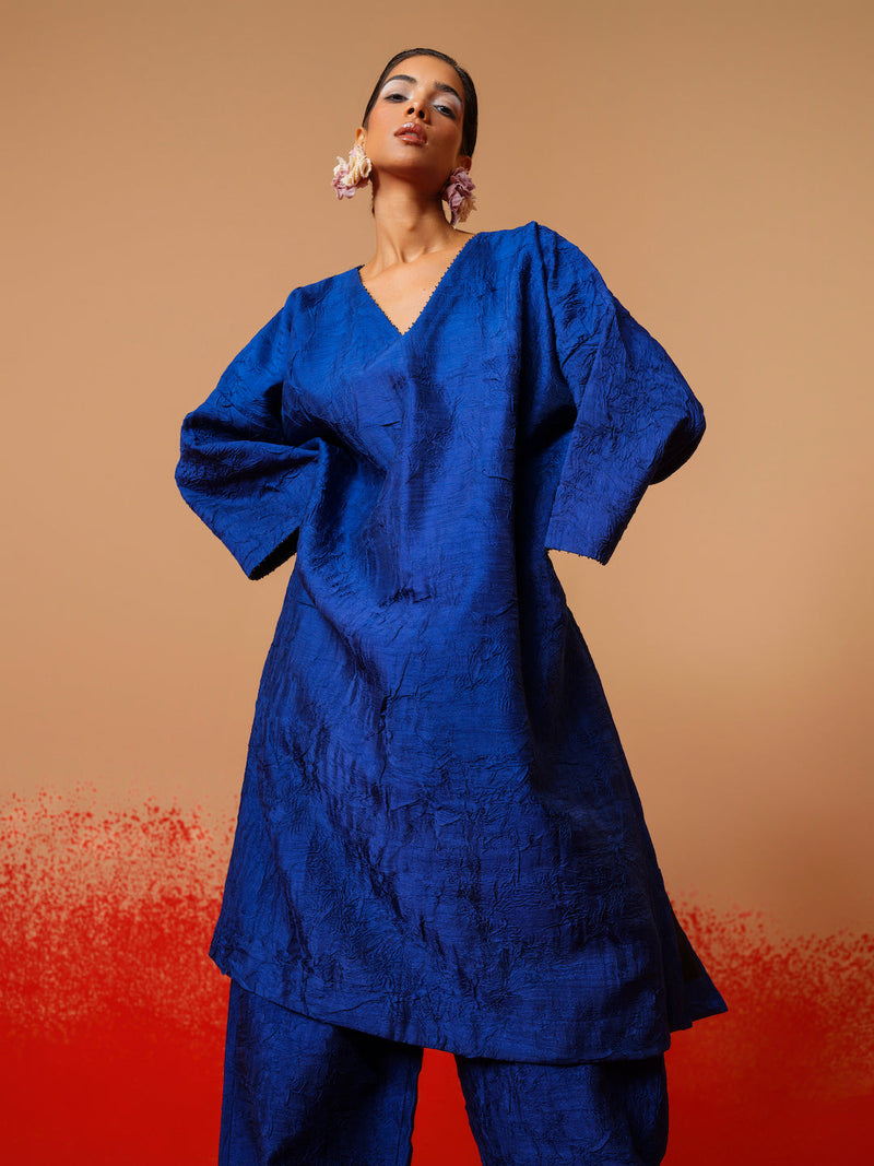 Stream Tunic-Electric Blue mysore silk kaftans and tunics by Stoique in electric blue for women Worldwide