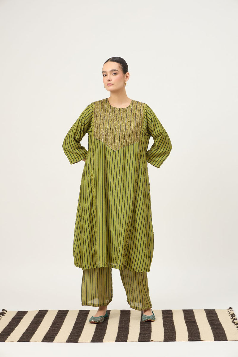 Striped Veena Kurta Set
