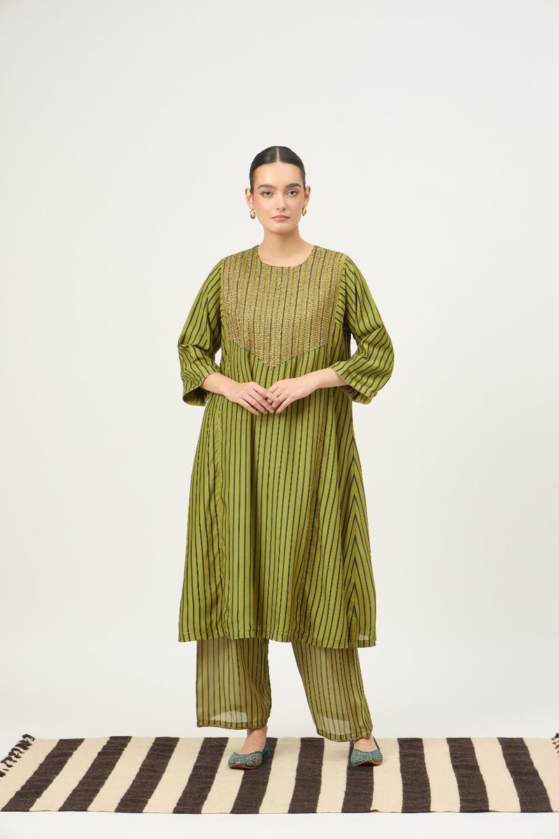 Striped Veena Kurta Set