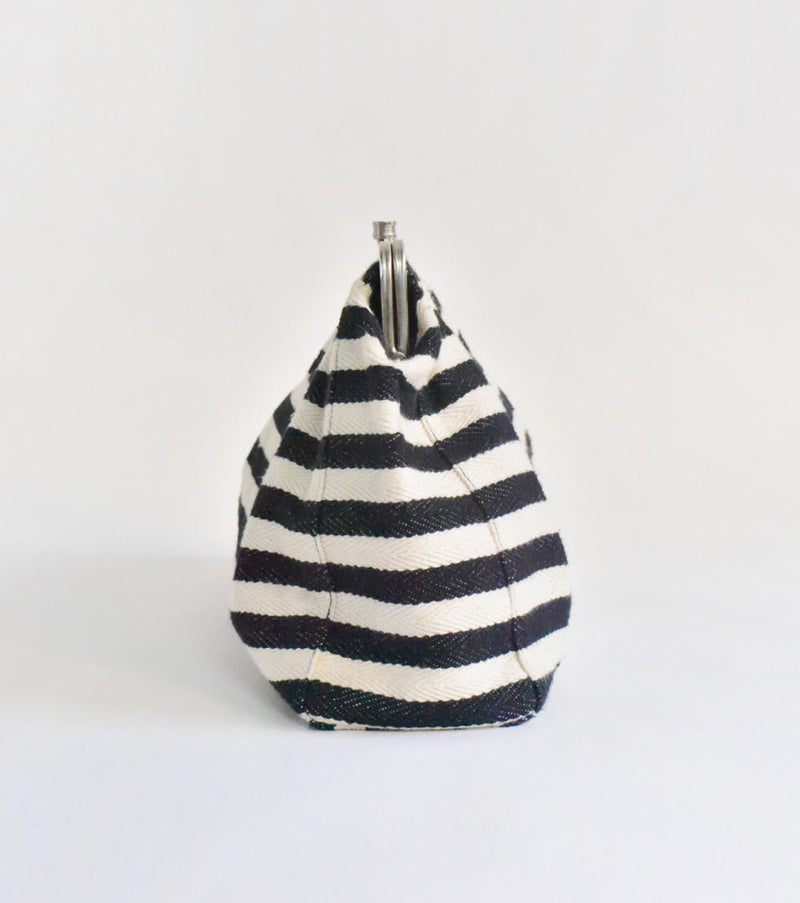 Stripe it Black Clutch cotton Bags by Khara Kapas for women Worldwide