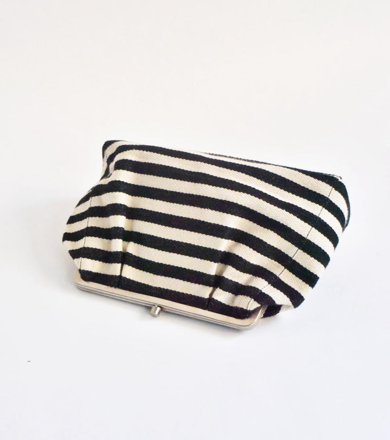 Stripe it Black Clutch cotton Bags by Khara Kapas for women Worldwide