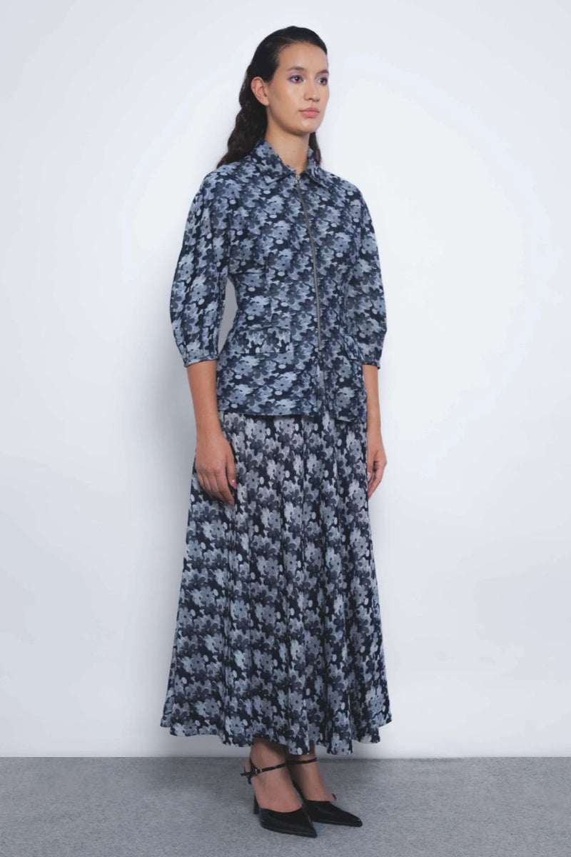 Sumiere Circular Skirt - Indigo mul by Leh Studios in multi color for women Worldwide