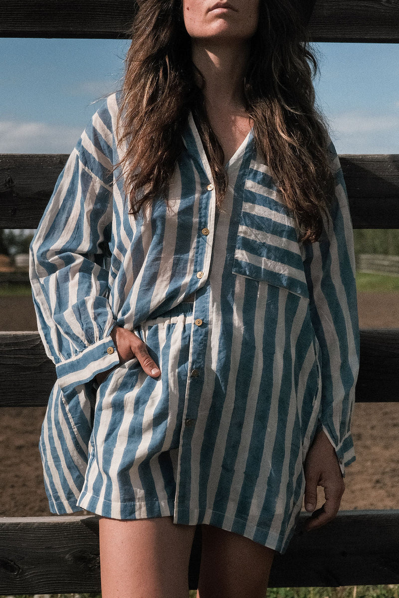 Artist Smock — Summer Blue mul by World of Crow in multi color for women Worldwide