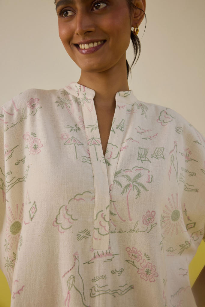 Summer Joy Handspun Handwoven Organic Cotton Kurta Top cotton by SUI in multi color for women Worldwide