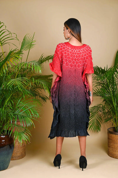 SUNFLOWER KAFTAN-RED TO BLACK SHADED