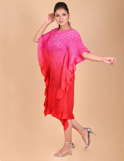 SUNFLOWER KAFTAN-PINK RED SHADED