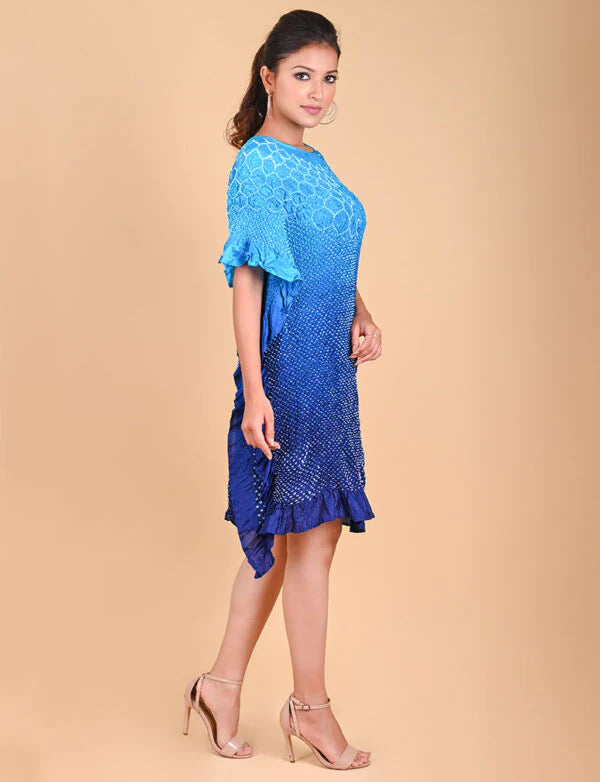 SUNFLOWER KAFTAN-TURQUOISE TO INDIGO SHADED