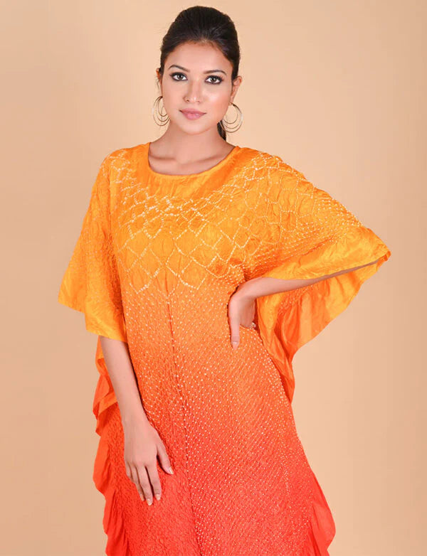 SUNFLOWER KAFTAN-YELLOW ORANGE SHADED