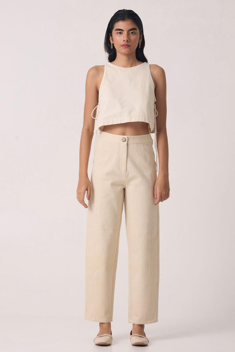 Sunisa Off White Denim Pants cotton by The Summer House for women Worldwide