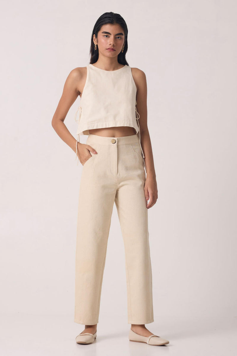 Sunisa Off White Denim Pants cotton by The Summer House for women Worldwide