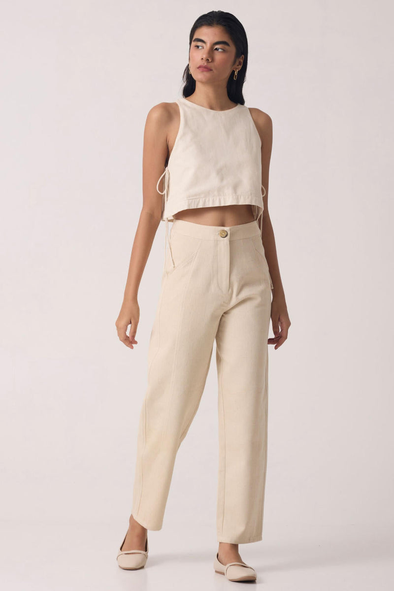 Sunisa Off White Denim Pants cotton by The Summer House for women Worldwide