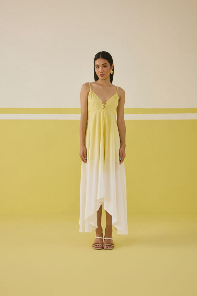 Sunshine Sea Lyocell Maxi Dress by SUI in yellow color for women Worldwide