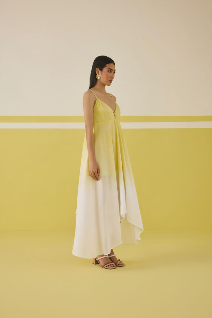 Sunshine Sea Lyocell Maxi Dress by SUI in yellow color for women Worldwide