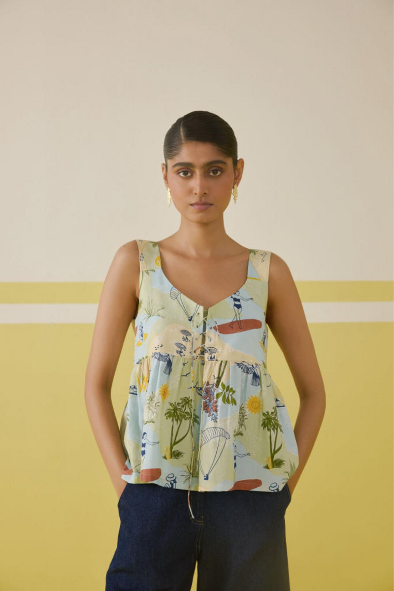 Sunshine Tencel Peplum Top mul by SUI in multi color for women Worldwide
