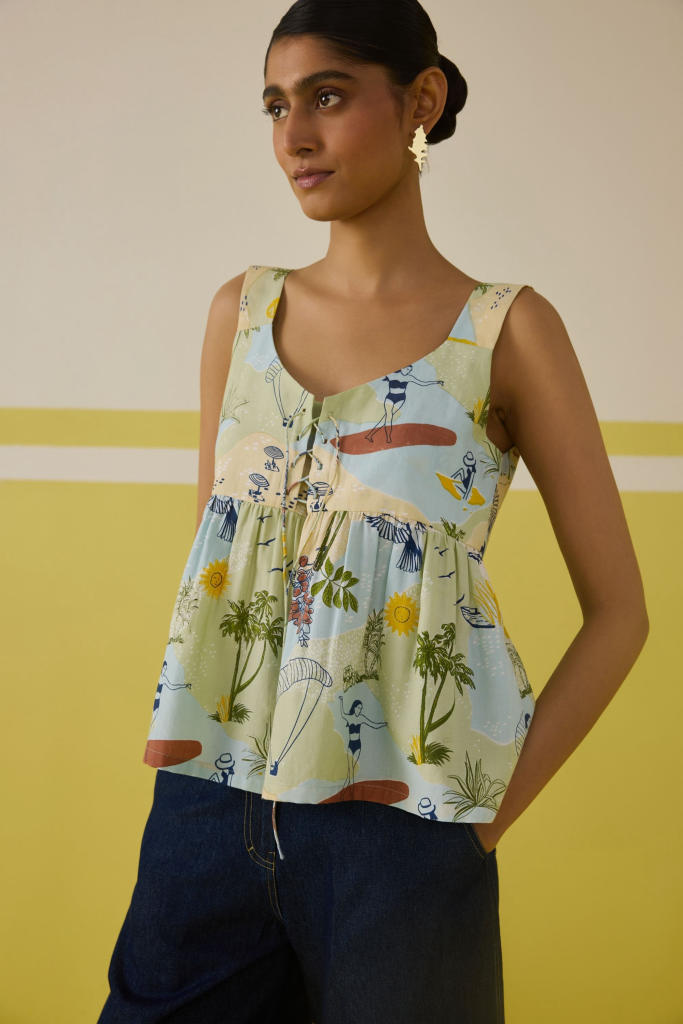 Sunshine Tencel Peplum Top mul by SUI in multi color for women Worldwide
