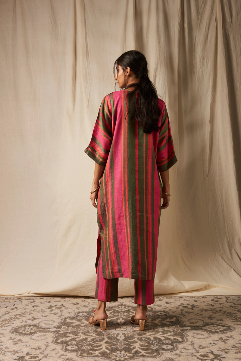Surekha Linen Dolman Kurta Set linen by Saphed in multi color for women Worldwide