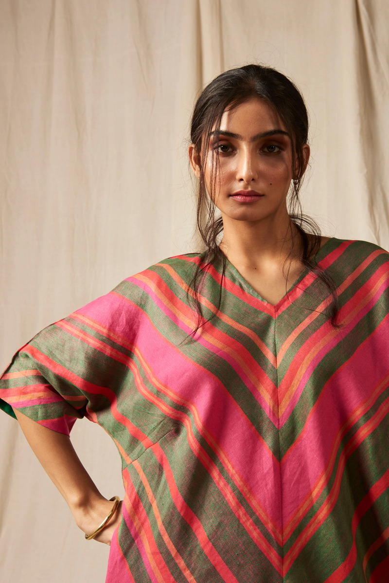 Surekha Linen Dolman Kurta Set linen by Saphed in multi color for women Worldwide