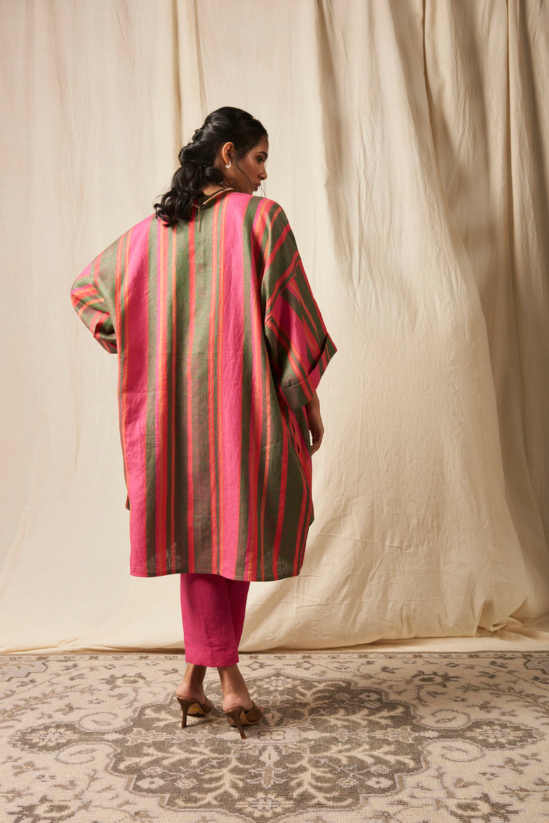 Surekha Rani Linen Overlay Set linen by Saphed in multi color for women Worldwide