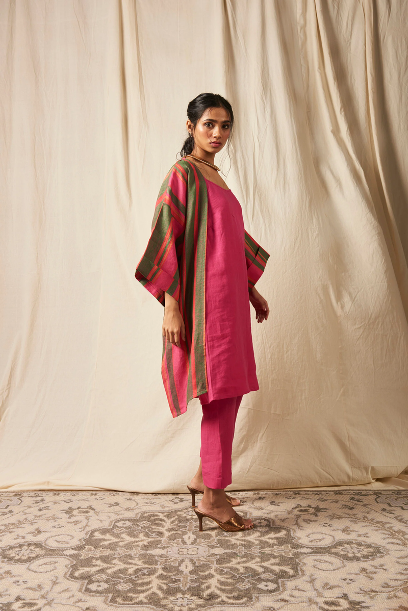 Surekha Rani Linen Overlay Set linen by Saphed in multi color for women Worldwide
