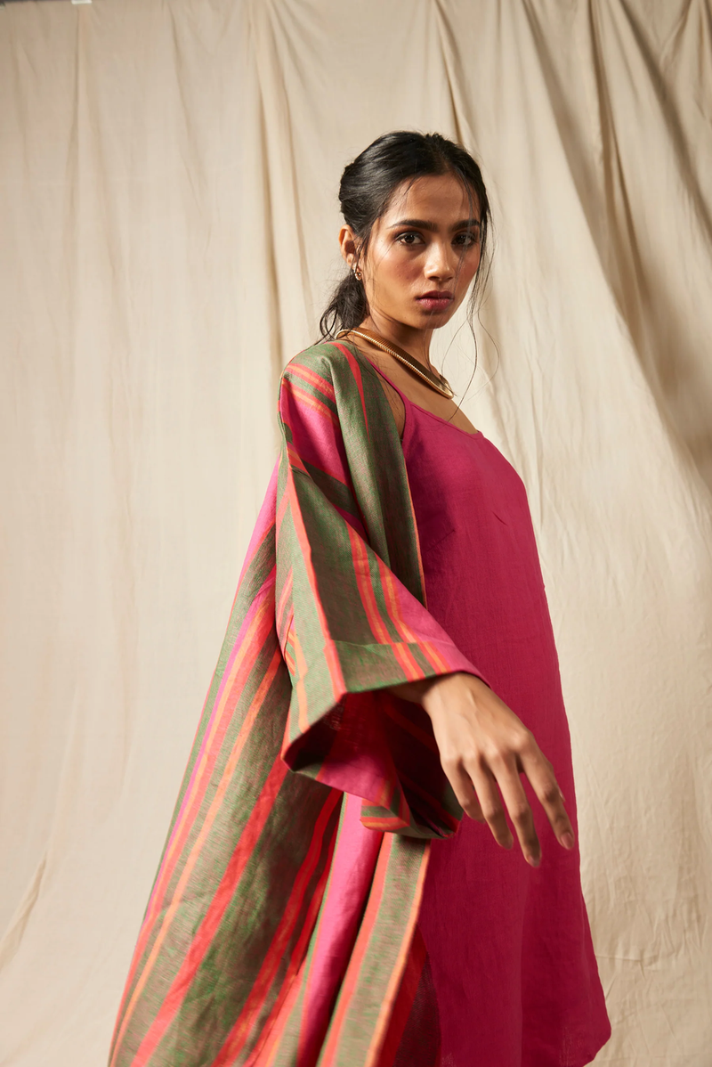 Surekha Rani Linen Overlay Set linen by Saphed in multi color for women Worldwide