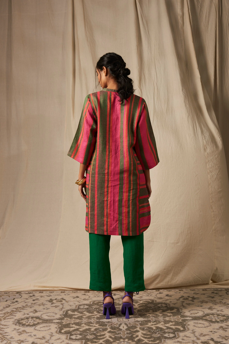 Surekha Linen Linen Panelled Kurta Set linen by Saphed in multi color for women Worldwide