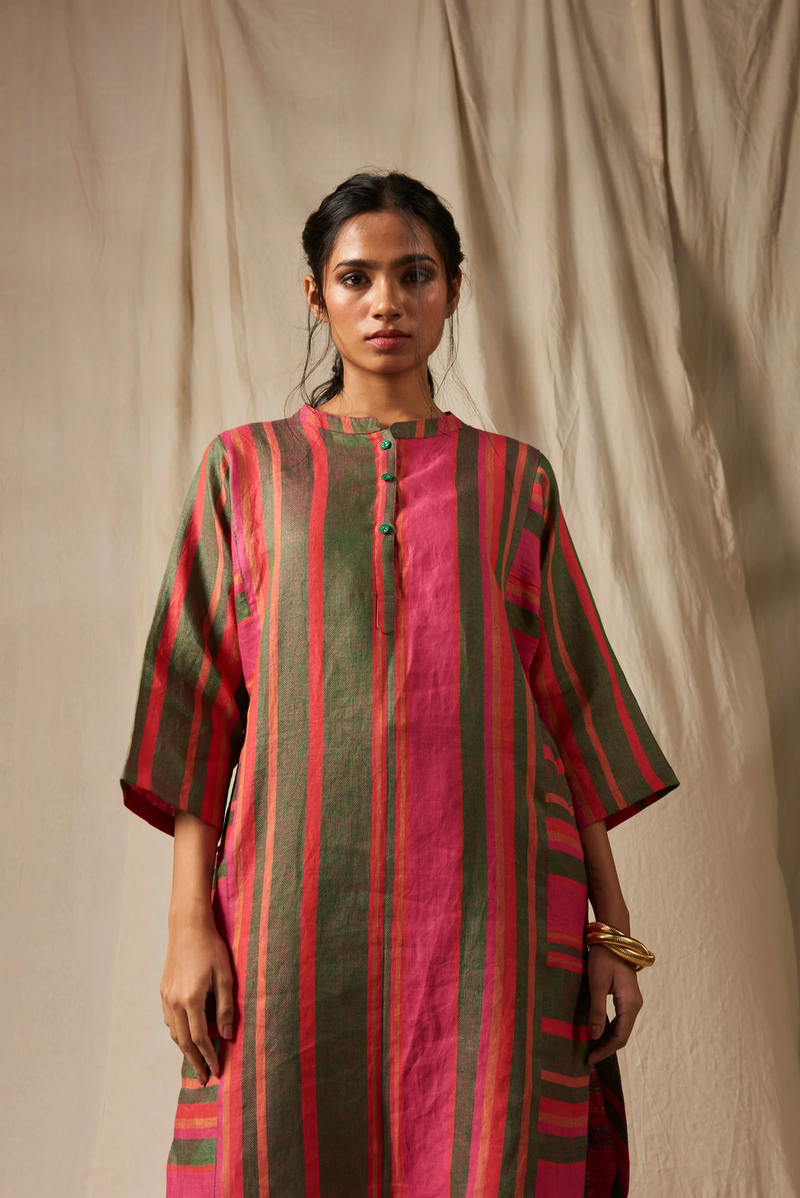Surekha Linen Linen Panelled Kurta Set linen by Saphed in multi color for women Worldwide