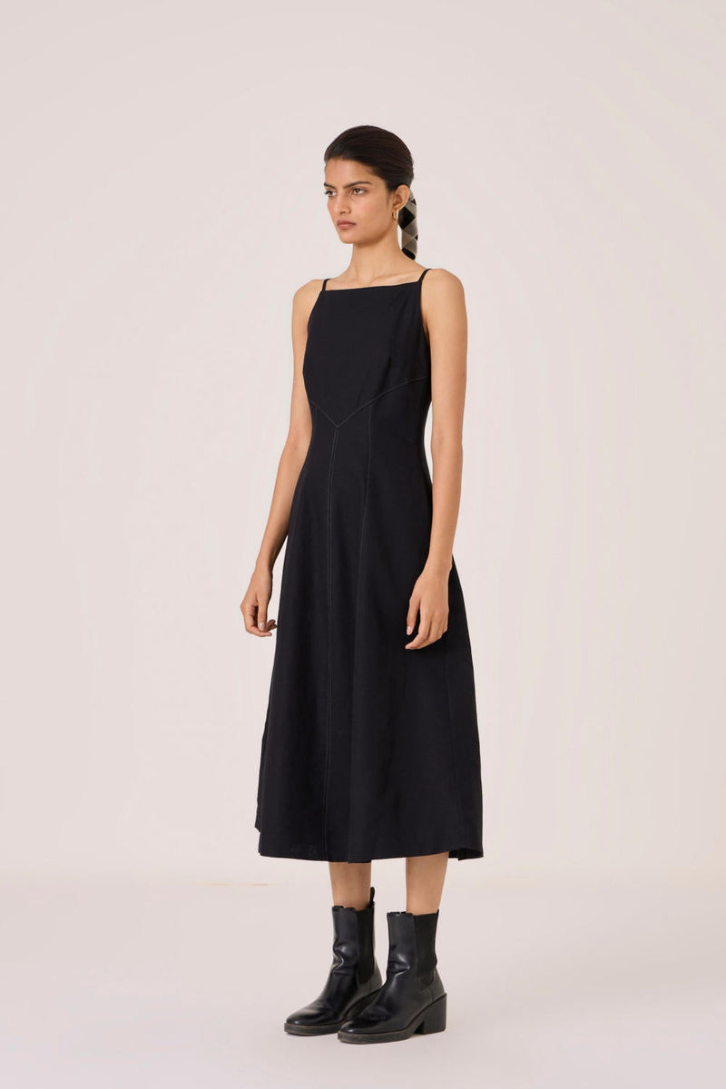 Suzie Black Dress cotton by The Summer House in black color for women Worldwide
