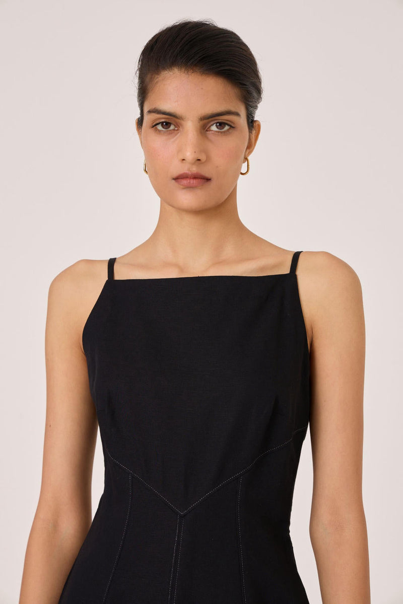 Suzie Black Dress cotton by The Summer House in black color for women Worldwide