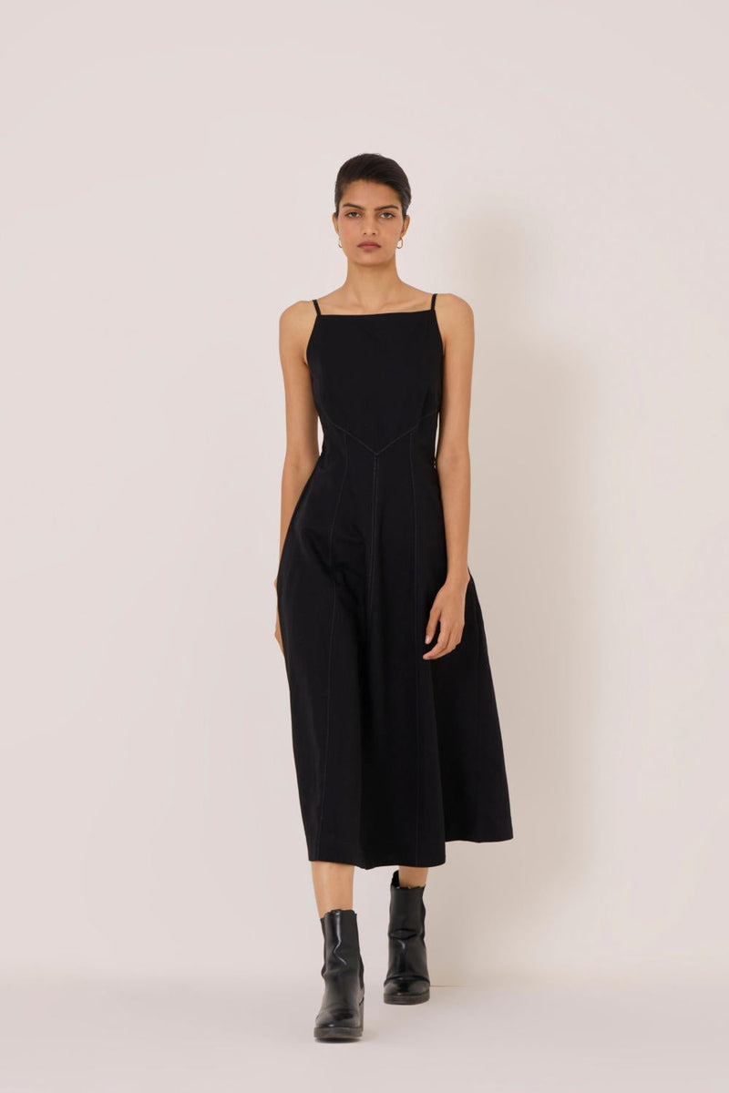 Suzie Black Dress cotton by The Summer House in black color for women Worldwide