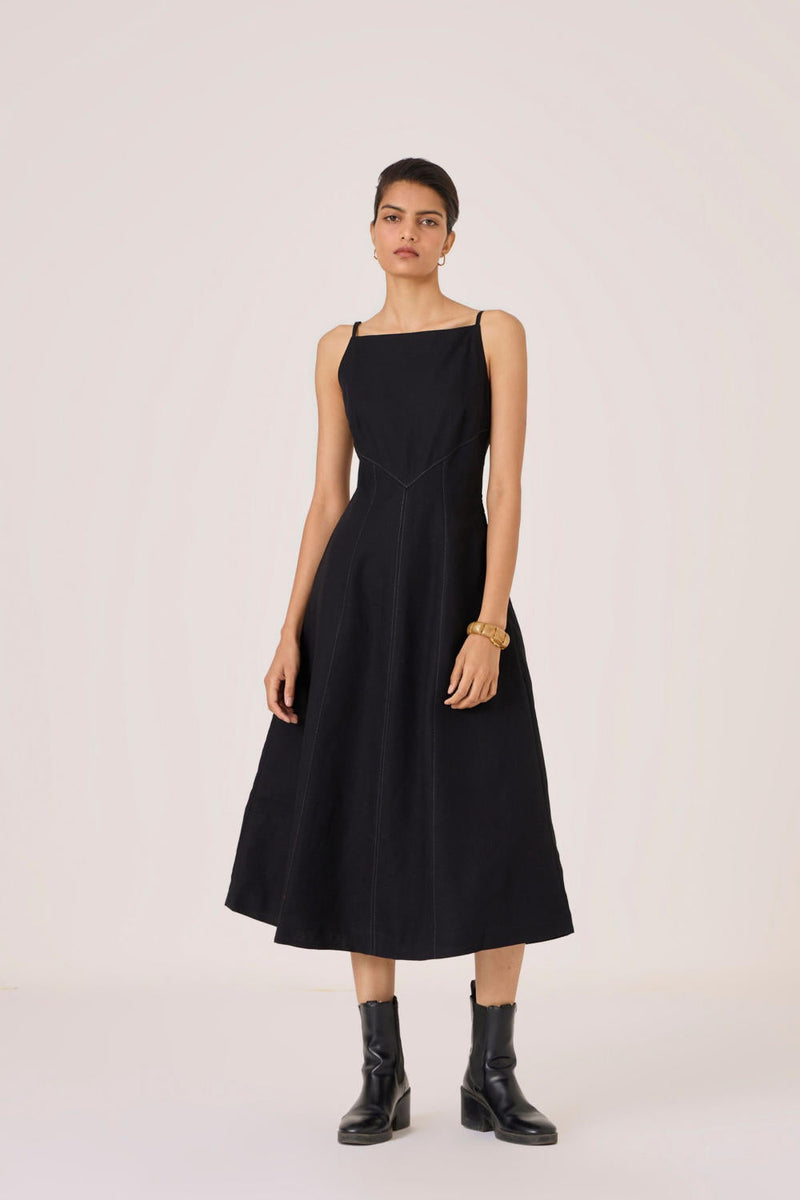 Suzie Black Dress cotton by The Summer House in black color for women Worldwide