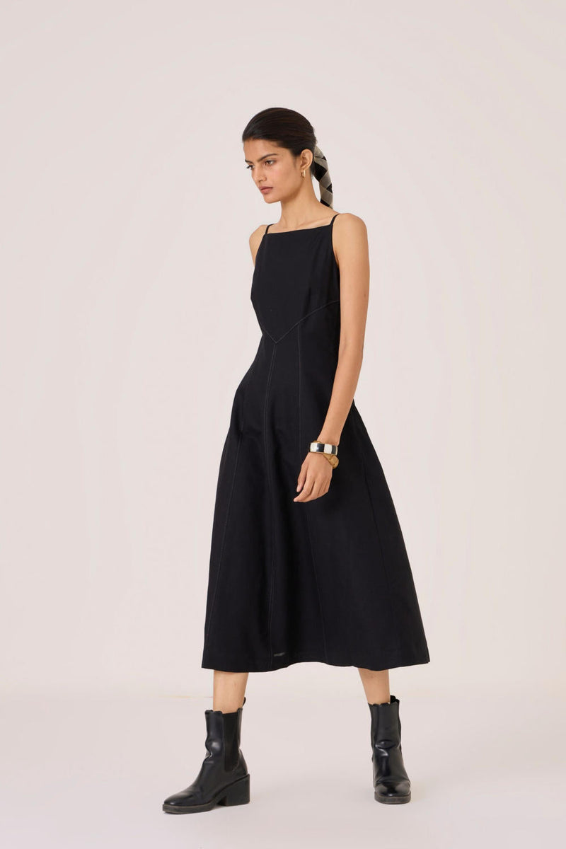 Suzie Black Dress cotton by The Summer House in black color for women Worldwide