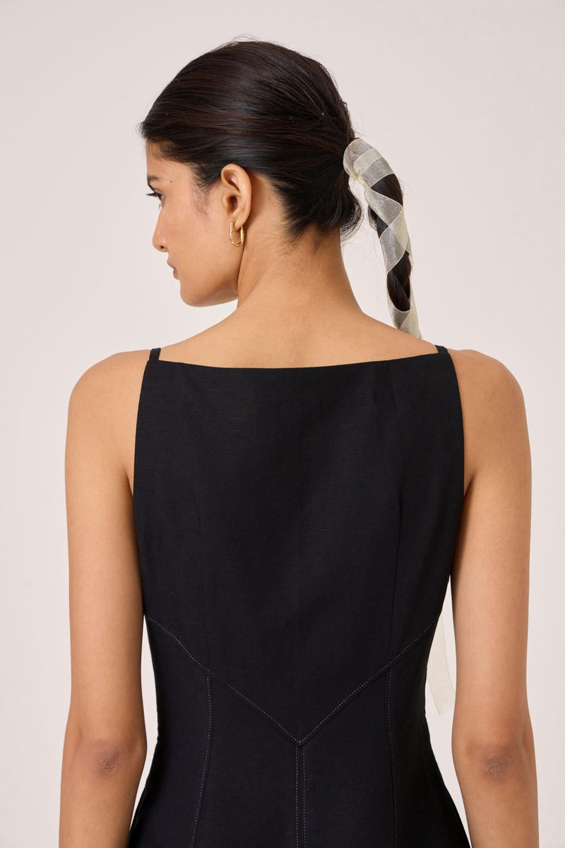 Suzie Black Dress cotton by The Summer House in black color for women Worldwide