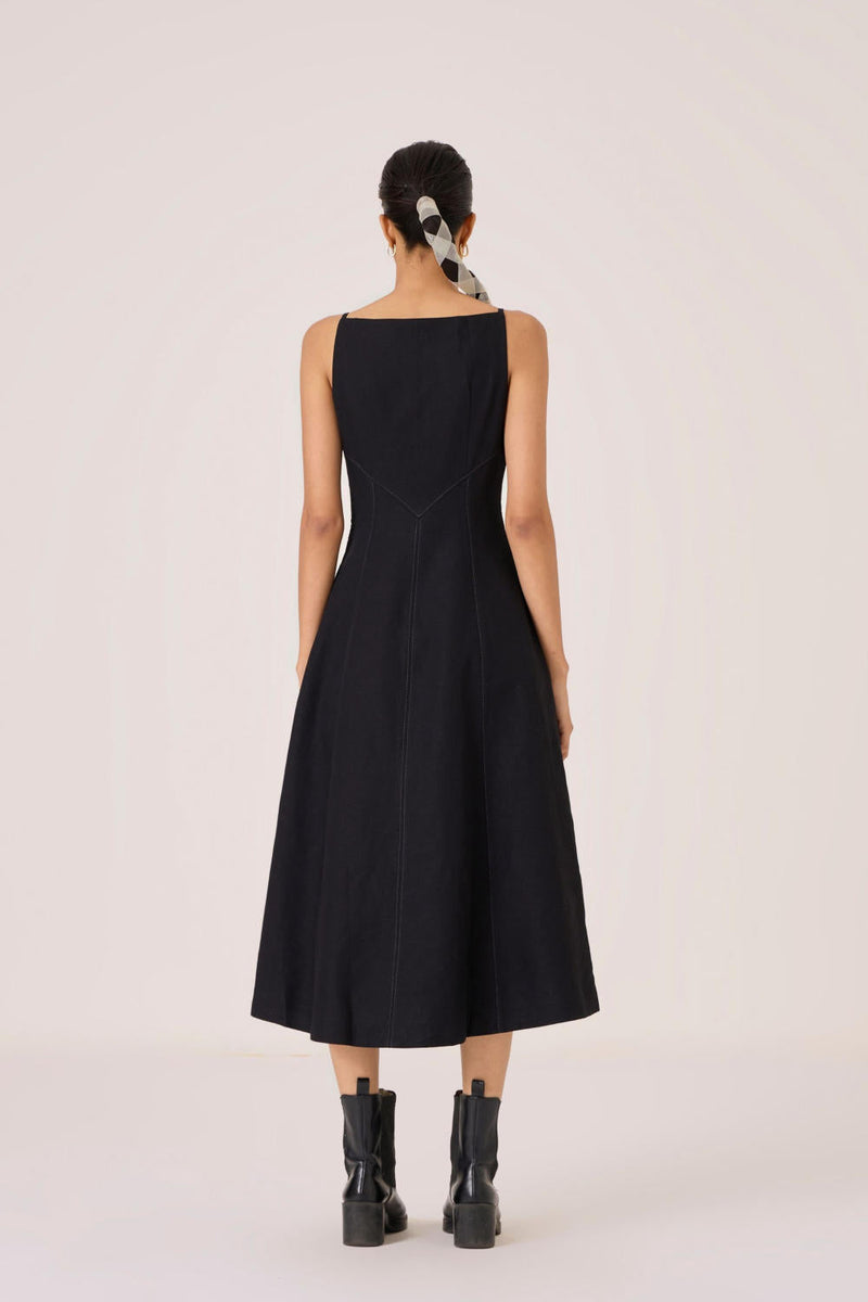 Suzie Black Dress cotton by The Summer House in black color for women Worldwide