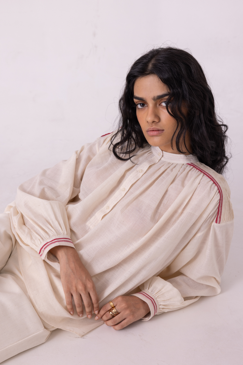 Sveta Off White Handwoven Top cotton by The Summer House for women Worldwide