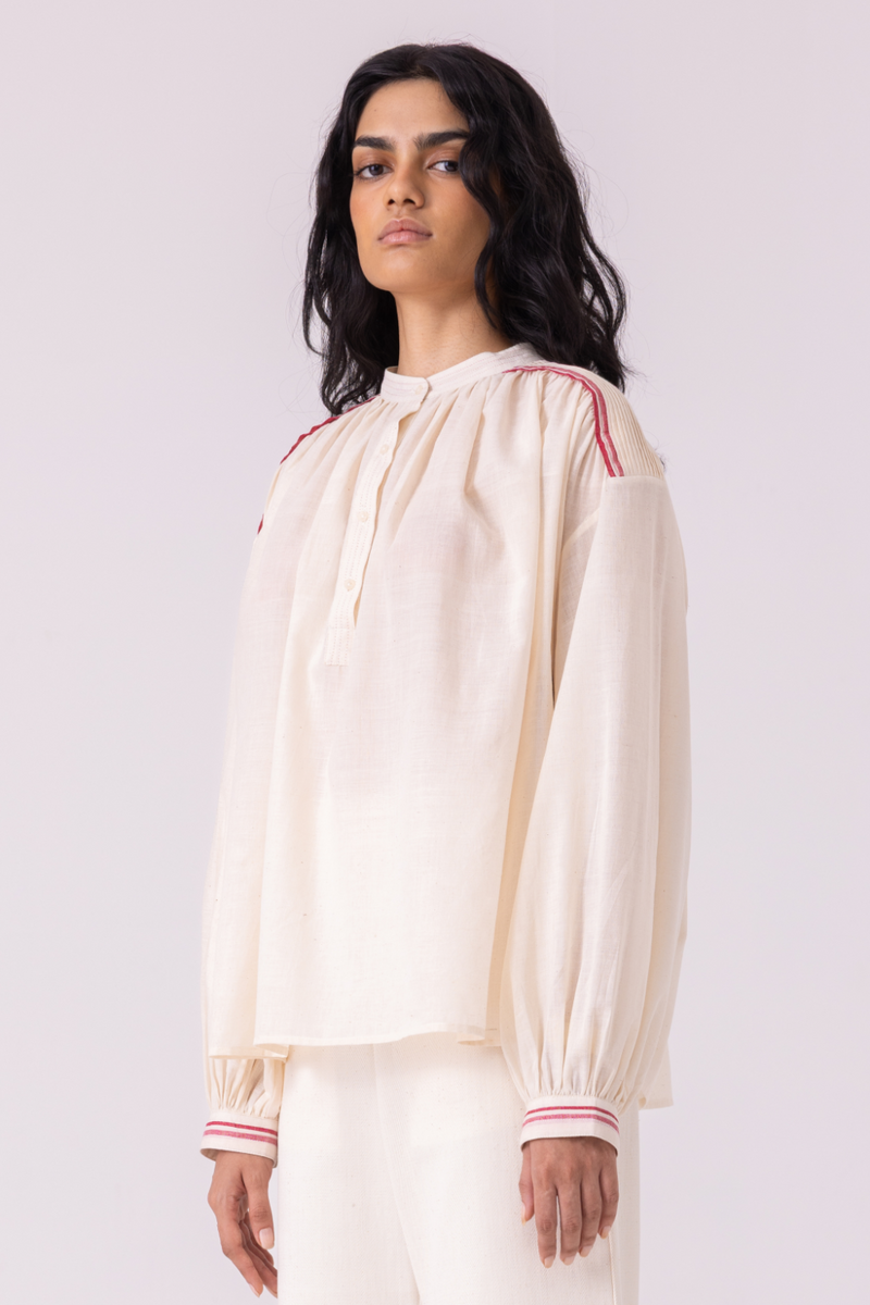 Sveta Off White Handwoven Top cotton by The Summer House for women Worldwide